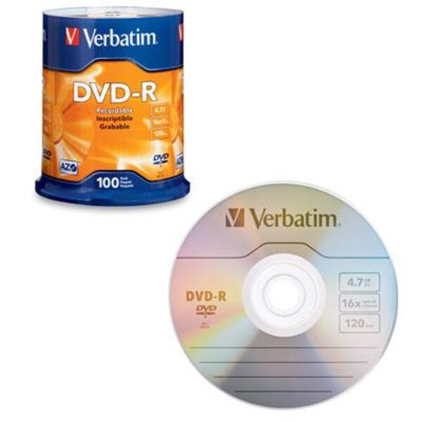 Verbatim AZO DVD-R 4.7GB 16X with Branded Surface - 100pk Spindle