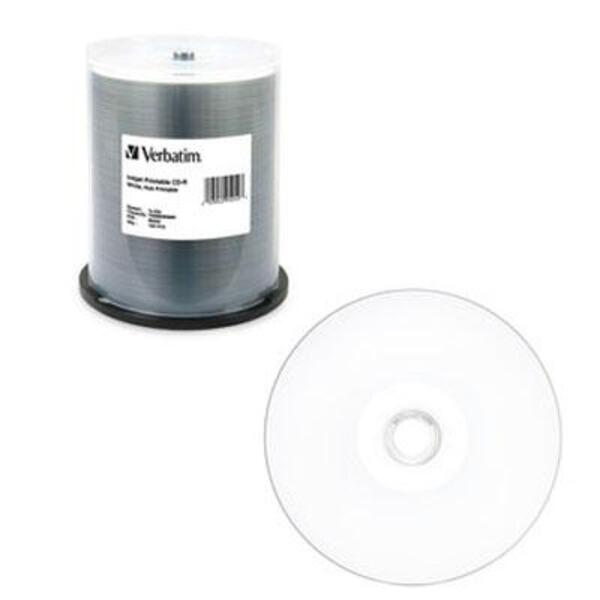 Verbatim CD-R 700MB 52X White Inkjet Printable, Hub Printable - 100pk Spindle