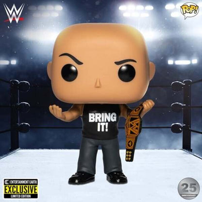 WWE The Rock with Championship Belt Pop! Vinyl Figure - Entertainment Earth Exclusive