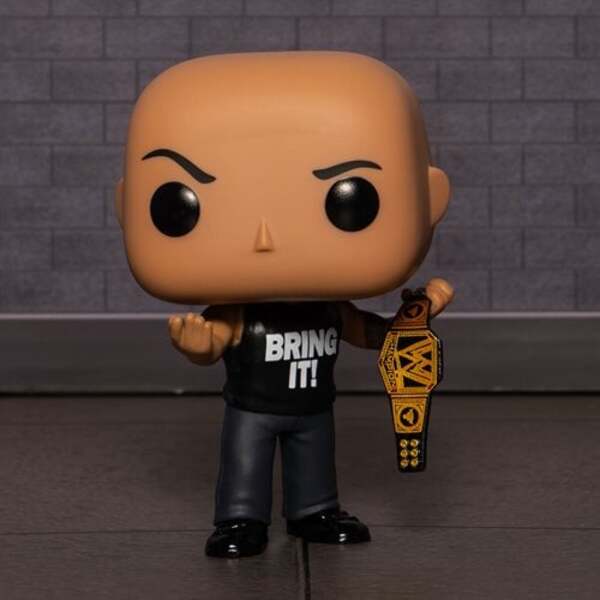 WWE The Rock with Championship Belt Pop! Vinyl Figure - Entertainment Earth Exclusive