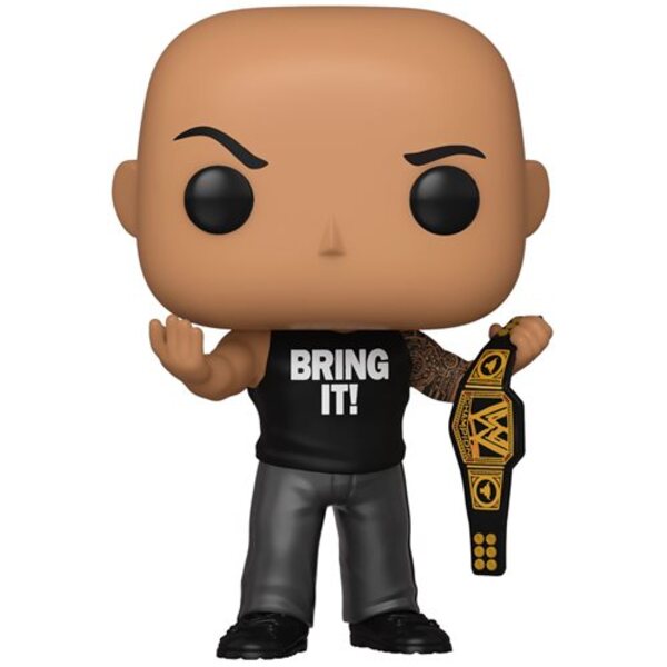 WWE The Rock with Championship Belt Pop! Vinyl Figure - Entertainment Earth Exclusive