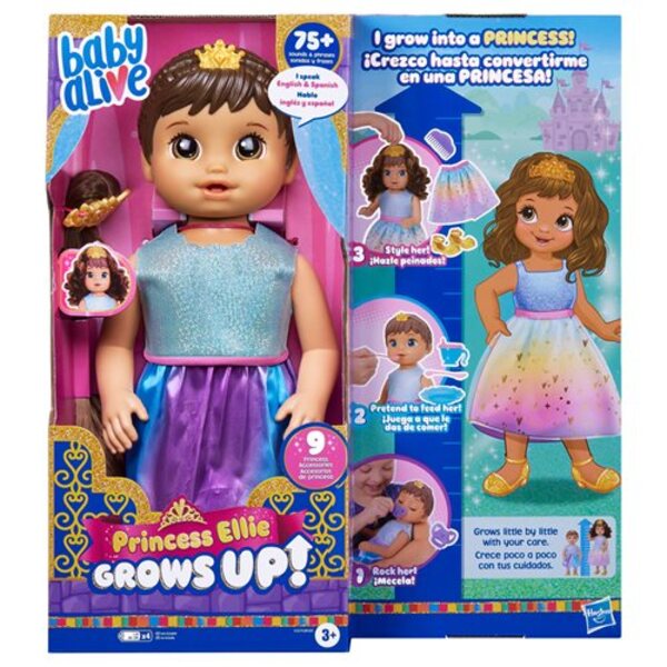 Baby Alive Princess Ellie Grows Up! Brown Hair Doll