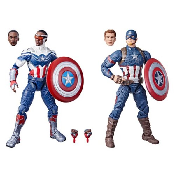 Avengers Marvel Legends 6-Inch Captain America Sam Wilson and Steve Rogers Action Figures 2-Pack