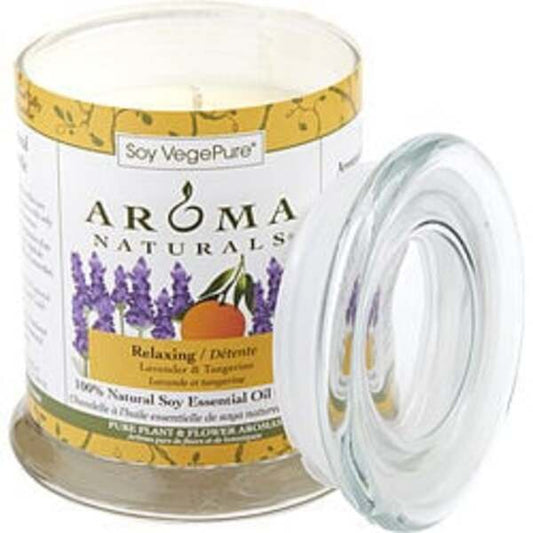 RELAXING AROMATHERAPY by Relaxing Aromatherapy ONE 3.7x4.5 inch MEDIUM GLASS PILLAR SOY AROMATHERAPY CANDLE.  COMBINES THE ESSENTIAL OILS OF LAVENDER AND TANGERINE TO CREATE A FRAGRANCE THAT REDUCES STRESS.  BURNS APPROX. 45 HRS For Anyone