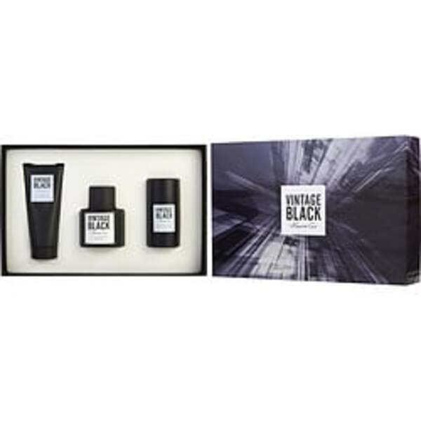 VINTAGE BLACK by Kenneth Cole EDT SPRAY 3.4 OZ & AFTERSHAVE BALM 3.4 OZ & DEODORANT STICK ALCOHOL FREE 2.6 OZ For Men