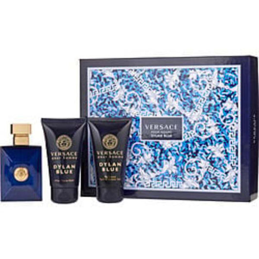 VERSACE DYLAN BLUE by Gianni Versace EDT SPRAY 1.7 OZ & AFTER SHAVE BALM 1.7 OZ & SHOWER GEL 1.7 OZ For Men