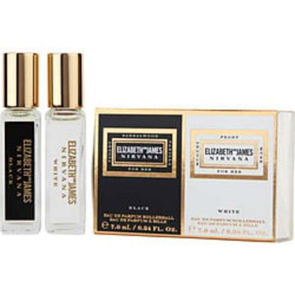 NIRVANA VARIETY by Elizabeth and James 2 PIECE WITH NIRVANA BLACK & NIRVANA WHITE AND BOTH ARE EAU DE PARFUM ROLLERBALL 0.24 OZ MINI For Women