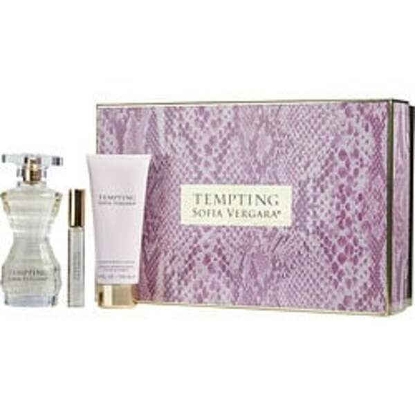 TEMPTING BY SOFIA VERGARA by Sofia Vergara EAU DE PARFUM SPRAY 3.4 OZ & SHIMMER BODY LOTION 3.4 OZ & EAU DE PARFUM ROLLERBALL 0.33 OZ For Women