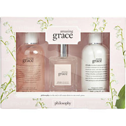 PHILOSOPHY AMAZING GRACE by Philosophy EDT SPRAY 2 OZ & BODY EMULSION 8 OZ & SHAMPOO, BATH & SHOWER GEL 8 OZ For Women