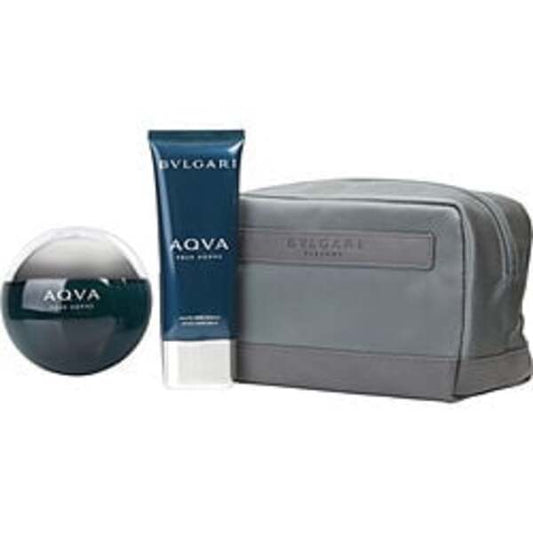 BVLGARI AQUA by Bvlgari EDT SPRAY 3.4 OZ & AFTERSHAVE BALM 3.4 OZ & POUCH For Men