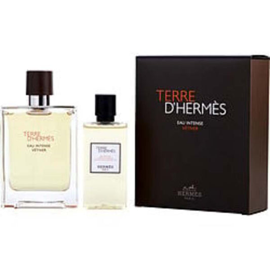 TERRE D'HERMES EAU INTENSE VETIVER by Hermes EAU DE PARFUM SPRAY 3.3 OZ & SHOWER GEL 2.7 OZ For Men