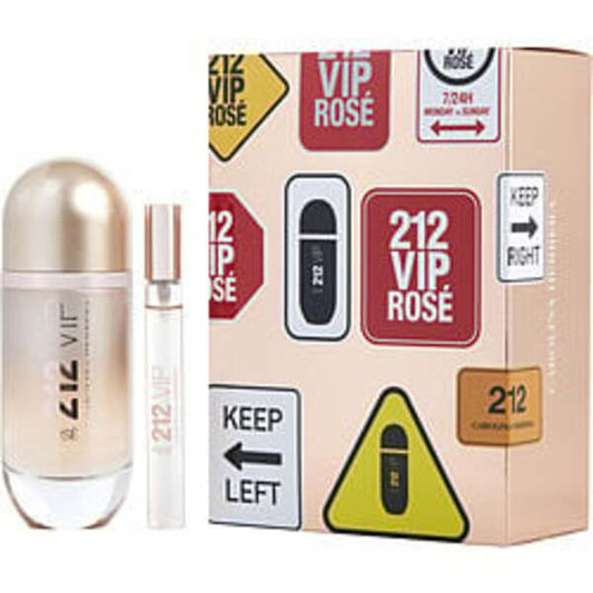 212 VIP ROSE by Carolina Herrera EAU DE PARFUM SPRAY 2.7 OZ & EAU DE PARFUM SPRAY 0.34 OZ MINI (TRAVEL OFFER) For Women