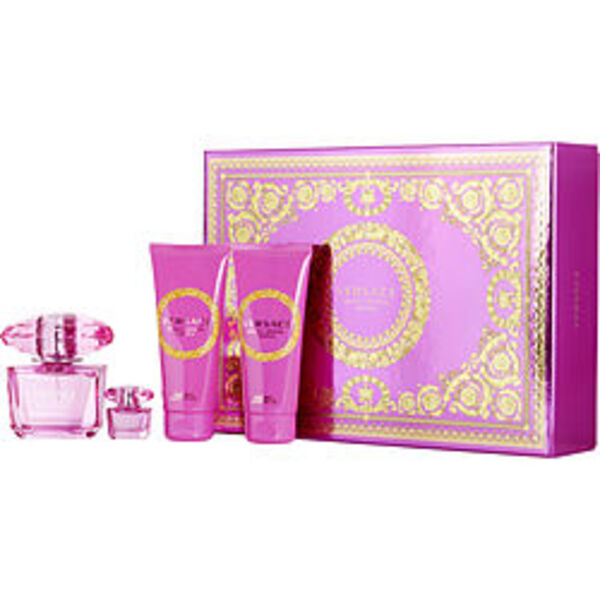 VERSACE BRIGHT CRYSTAL ABSOLU by Gianni Versace EAU DE PARFUM SPRAY 3 OZ & BODY LOTION 3.4 OZ & SHOWER GEL 3.4 OZ & EAU DE PARFUM 0.17 OZ MINI For Women