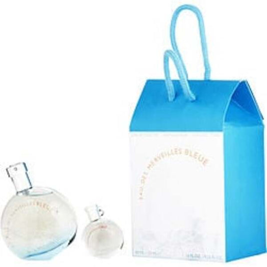 EAU DES MERVEILLES BLEUE by Hermes EDT SPRAY 1.6 OZ & EDT 0.24 OZ MINI For Women