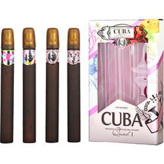 CUBA VARIETY by Cuba 4 PIECE QUAD LADY WITH CUBA HEARTBREAKER & LA VIDA & VICTORY & VIP AND ALL ARE EDP SPRAY 1.17 OZ For Women