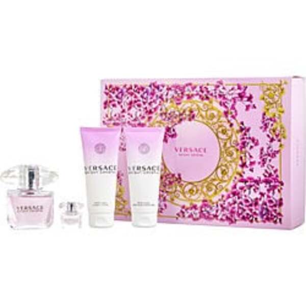 VERSACE BRIGHT CRYSTAL by Gianni Versace EDT SPRAY 3 OZ & BODY LOTION 3.4 OZ & SHOWER GEL 3.4 OZ & EDT 0.17 OZ MINI For Women