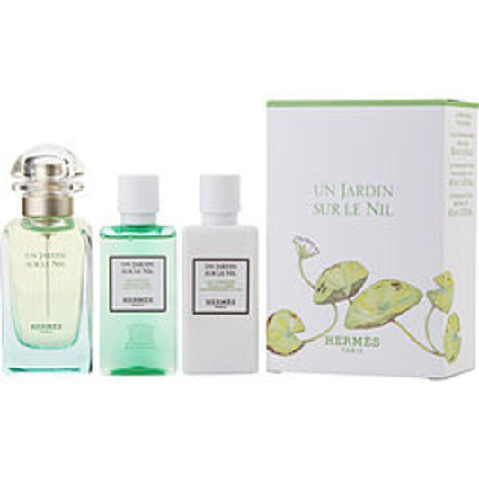 Un Jardin Sur Le Nil By Hermes Edt Spray 1.6 Oz & Body Lotion 1.3 Oz & Shower Gel 1.3 Oz For Women