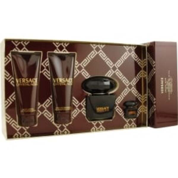 Versace Crystal Noir By Gianni Versace Edt Spray 3 Oz & Body Lotion 3.4 Oz & Shower Gel 3.4 Oz & Edt 0.17 Oz Mini For Women