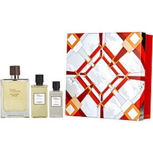 Terre D'hermes Eau Intense Vetiver By Hermes Eau De Parfum Spray 3.3 Oz & Aftershave Lotion 1.35 Oz & Hair And Shower Gel 2.8 Oz For Men