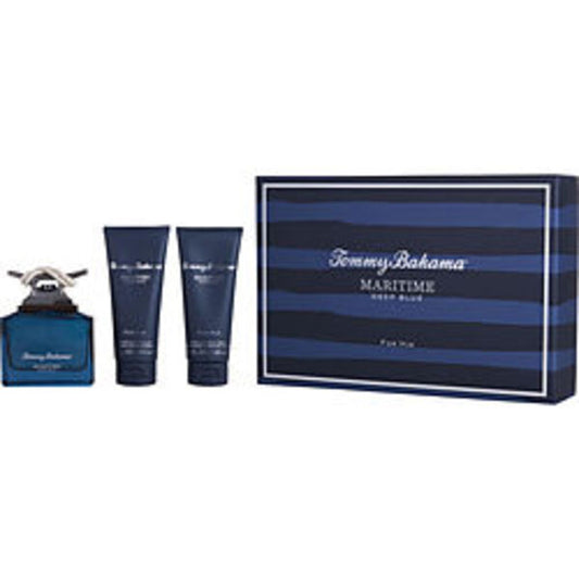 Tommy Bahama Maritime Deep Blue By Tommy Bahama Eau De Cologne Spray 4.2 Oz & Aftershave Balm 3.3 Oz & Hair And Body Wash 3.3 Oz For Men