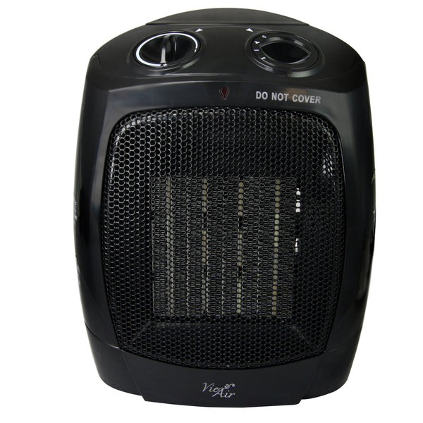 Vie Air 1500W Portable 2-Settings Office Black Ceramic Heater with Adjustable Thermostat