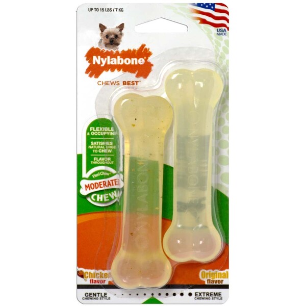 Nylabone FlexiChew Bone Dog Chew Toys Flexi; Chicken; 1ea-XS-Petite 1 ct