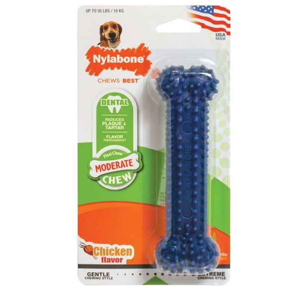 Nylabone Moderate Chew FlexiChew Dental Chew Toy Moderate; Chicken; 1ea-Medium-Wolf 1 ct