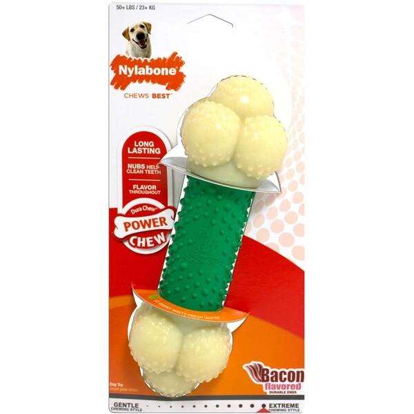 Nylabone Double Action Power Chew Durable Dog Toy Bacon; 1ea-XL-Souper 1 ct