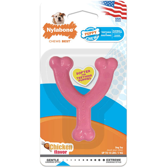 Nylabone Puppy Chew Toy Wishbone Puppy Pink Original; Chicken; 1ea-XS-Petite 1 ct