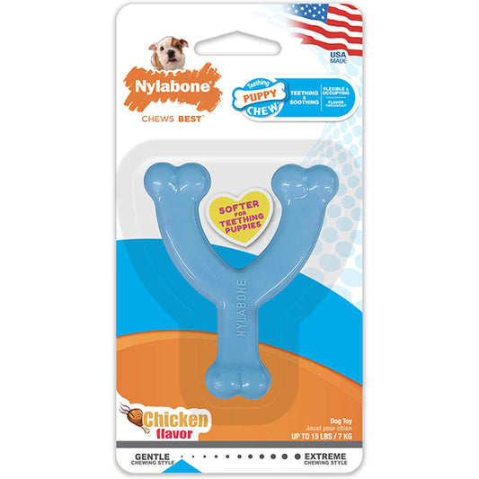 Nylabone Puppy Chew Toy Wishbone Puppy Blue Original; Chicken; 1ea-XS-Petite 1 ct