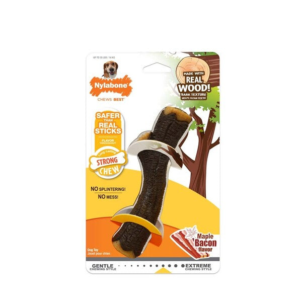 Nylabone Real Wood Stick Strong Dog Stick Chew Toy Maple Bacon; 1ea-Medium-Wolf 1 ct