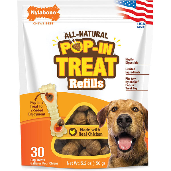 Nylabone PopIn Dog Treat Refills for Treat Toy Combo Treat Refill; Chicken; 1ea-Medium-Wolf 30 ct